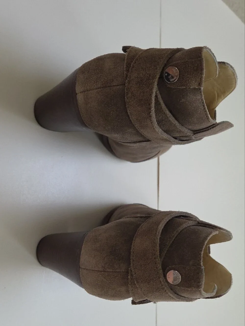 Rag & Bone Suede Taupe Ankle Boots with Buckle Strap